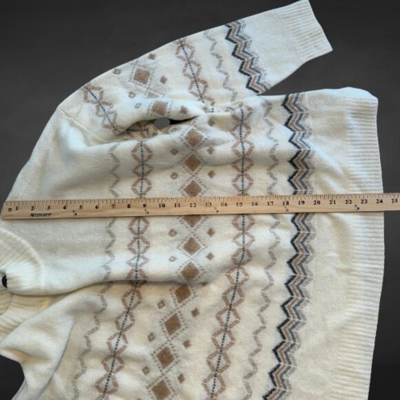 Talbots Petite Sweater Fair Isle Pattern Mock Neck Stretch Fabric Ivory W US XLP - Picture 6 of 9